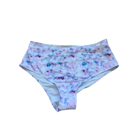 SHEIN 1XL Floral High Waist Bikini Bottoms Swimsuit Purple Blue White - Picture 2 of 3